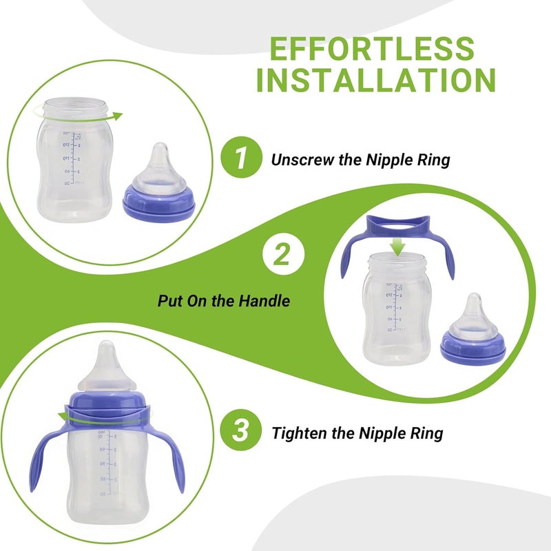 Runhike Bottle Handles Compatible with Lansinoh,Ergonomic BPA-Free Bottle Handles Only Compatible with Lansinoh 5oz and 8oz for Easy Feeding,4 Packs,Purple - Image 5